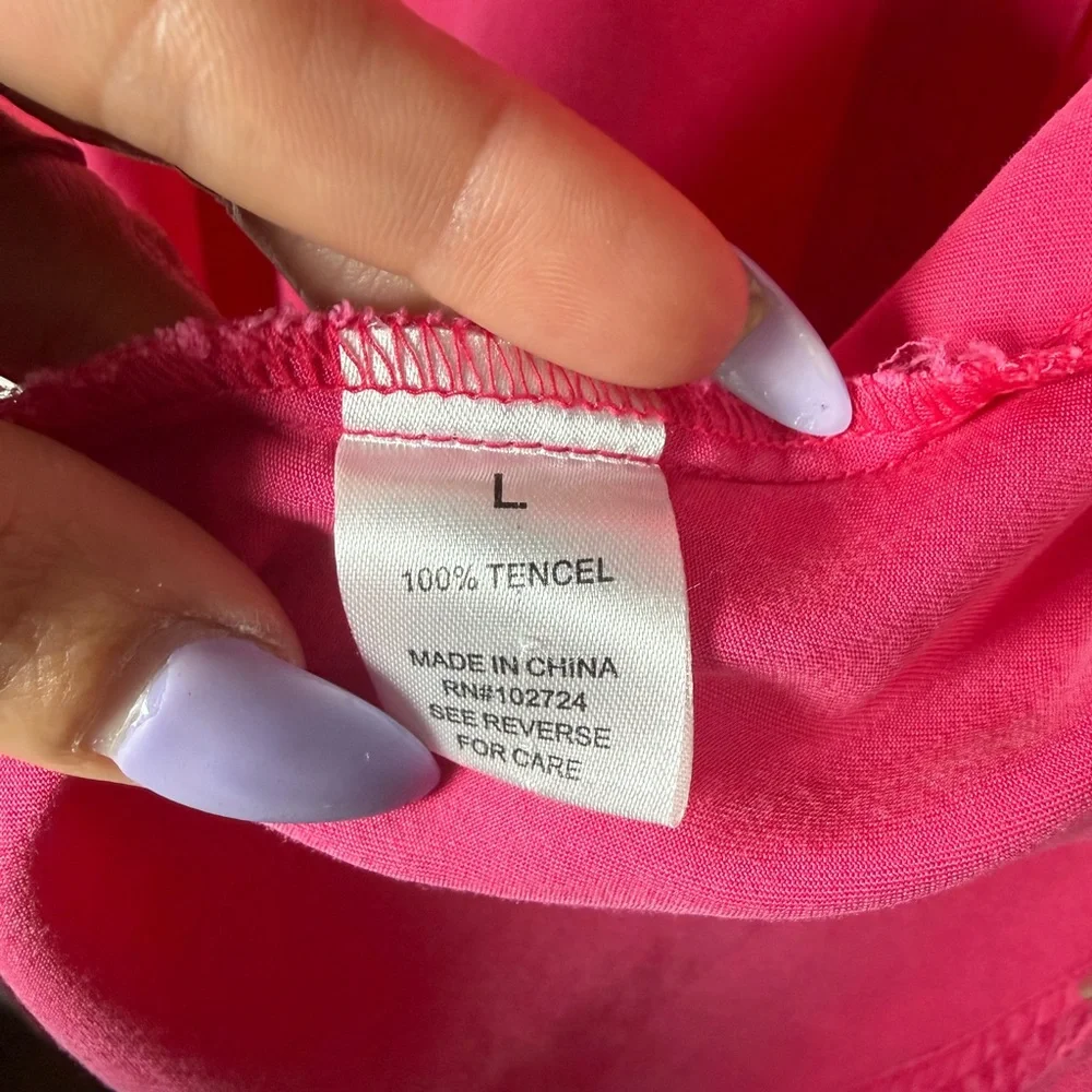 grand & greene beautiful Fuchsia Button-Front Shirt. Size large - Picture 4 of 9